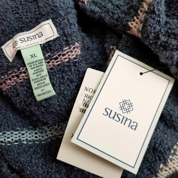 Susina blue multicolor pastel striped scoop neck sweater women's size XL NWT - Picture 7 of 8